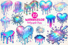 Holographic Drips And Splashes Clipart Bundle - CraftNest - Digital Crafting and Art