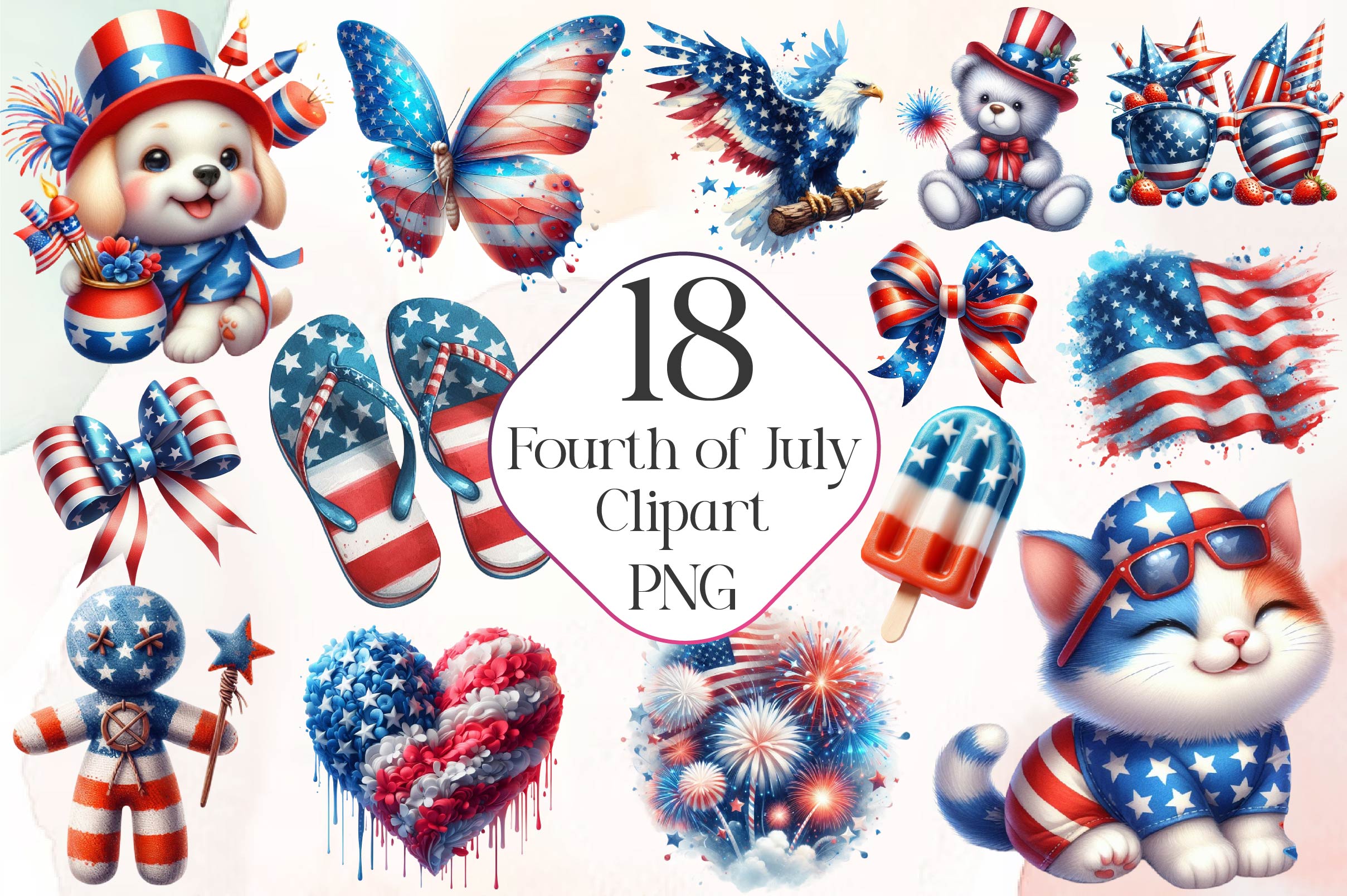 Fourth Of July Clipart Bundle - CraftNest - Digital Crafting and Art