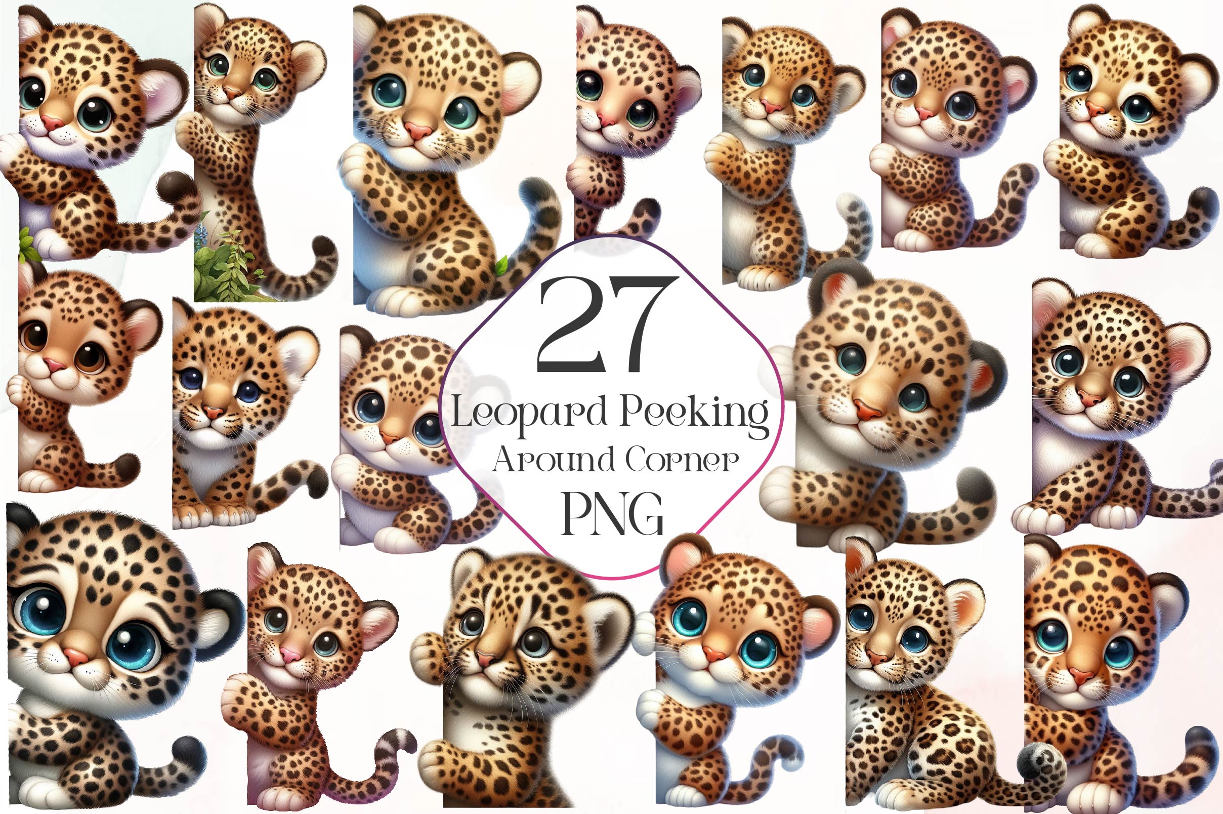 Leopard Peeking Around Corner Clipart Bundle - CraftNest - Digital Crafting and Art