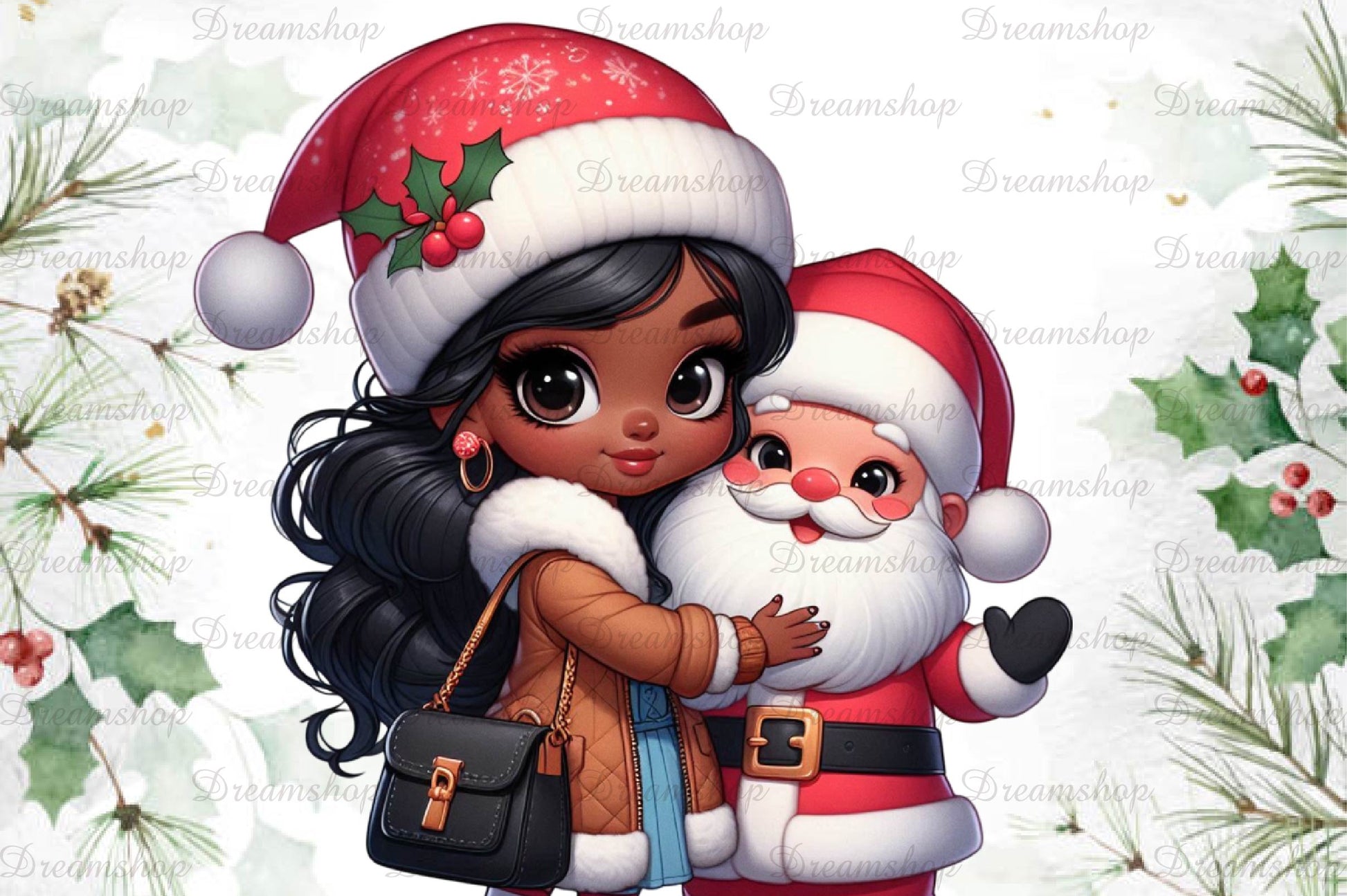 African American Christmas Girl Clipart Bundle 8 - CraftNest - Digital Crafting and Art