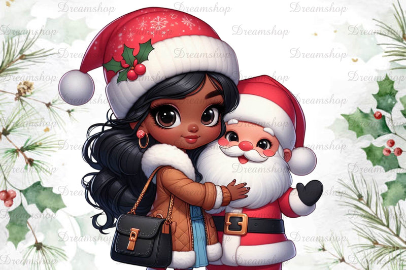 African American Christmas Girl Clipart Bundle 8 - CraftNest - Digital Crafting and Art