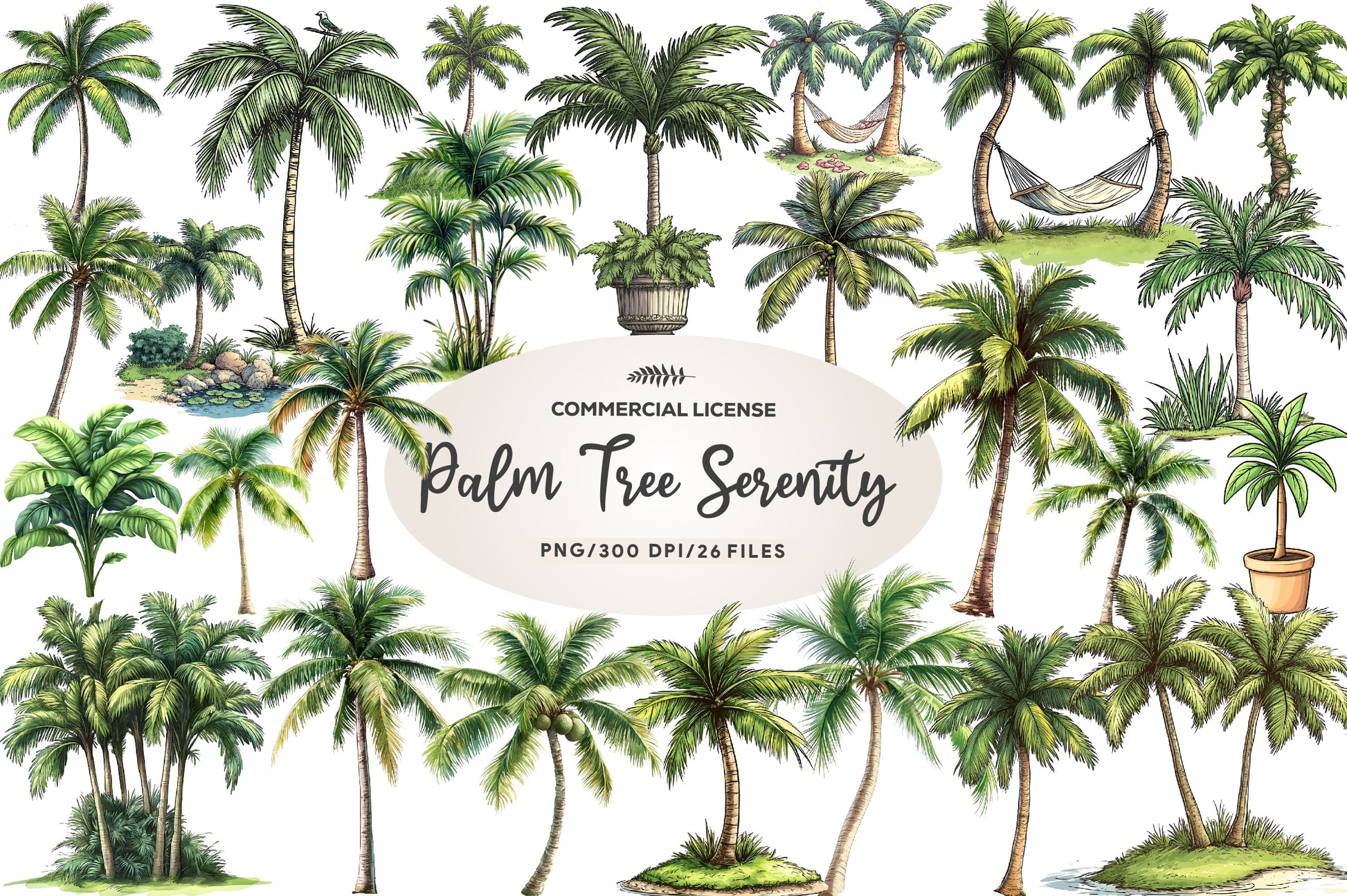 Palm Tree Serenity Clipart Bundle - CraftNest - Digital Crafting and Art