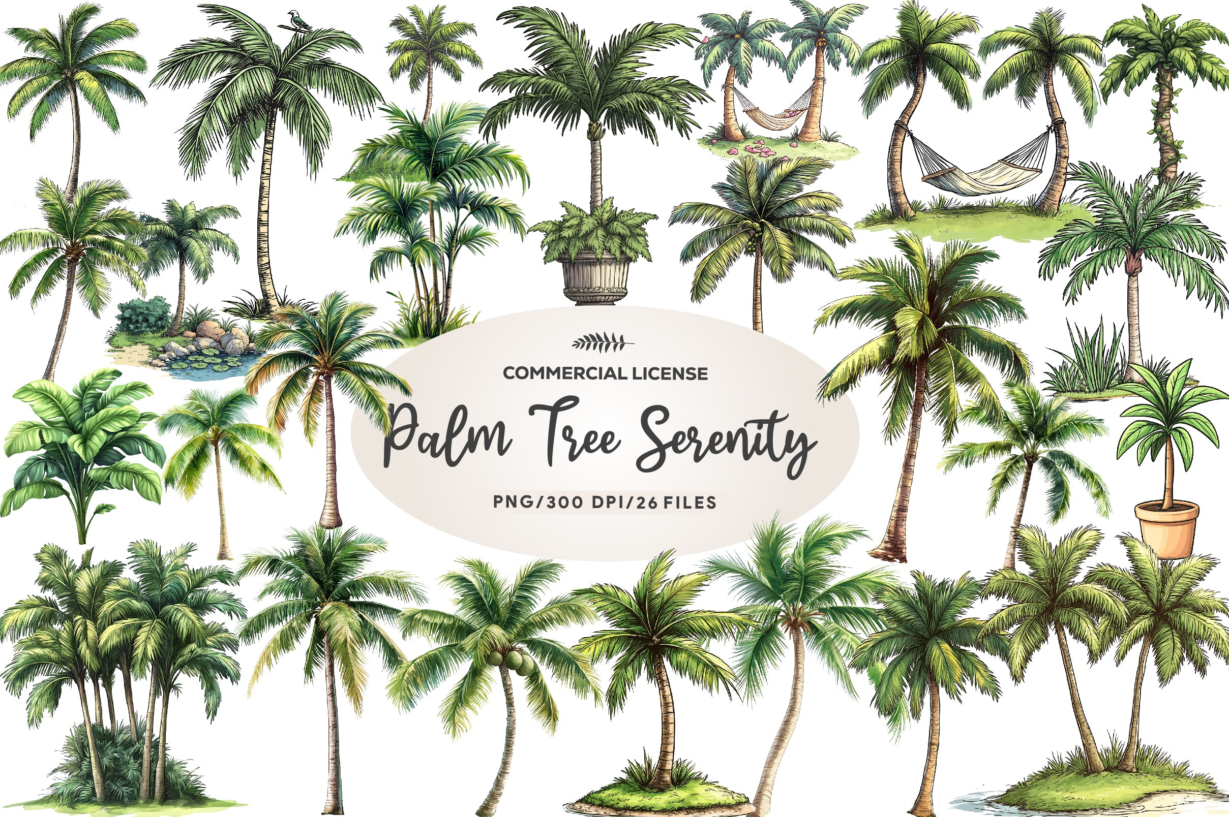 Palm Tree Serenity Clipart Bundle - CraftNest - Digital Crafting and Art