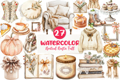 Neutral Rustic Coquette Fall Clipart Bundle 1 - CraftNest - Digital Crafting and Art