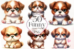 Funny Grumpy Dogs Clipart Bundle - CraftNest - Digital Crafting and Art