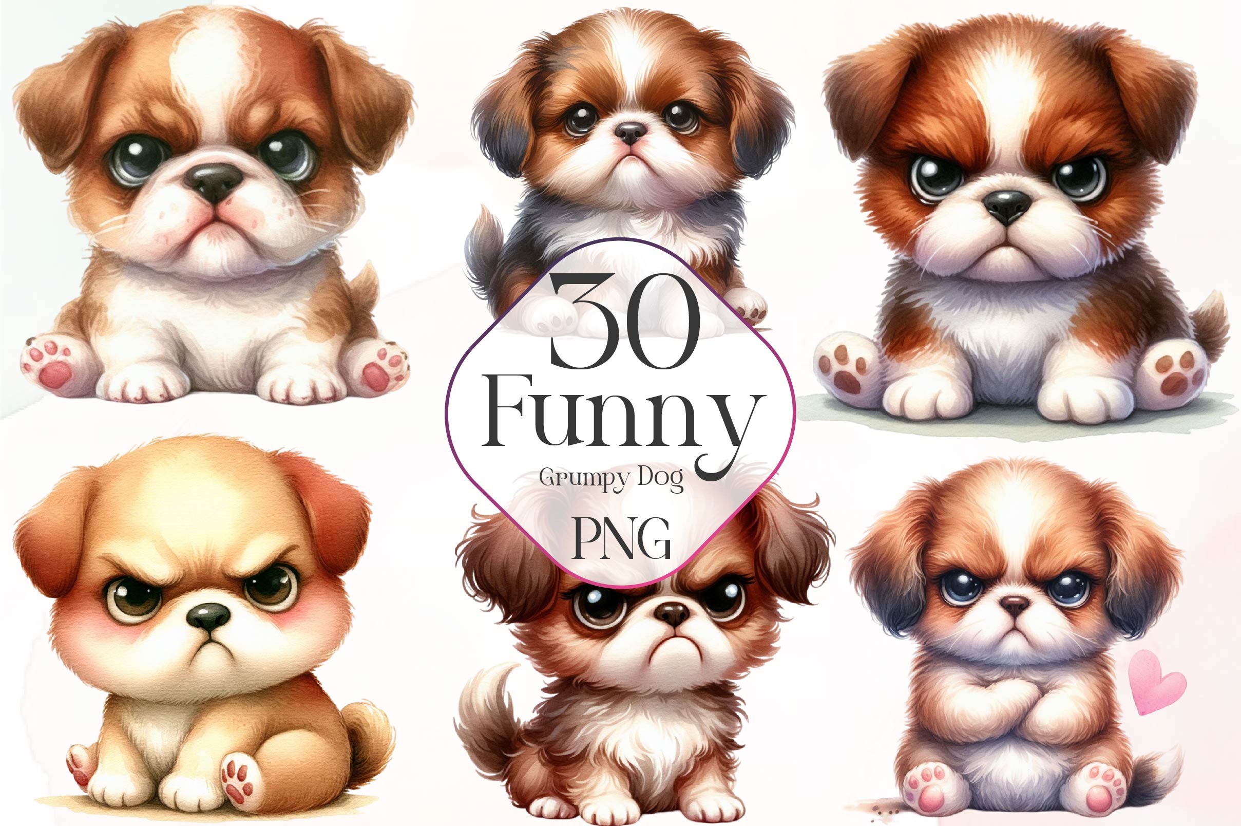 Funny Grumpy Dogs Clipart Bundle - CraftNest - Digital Crafting and Art