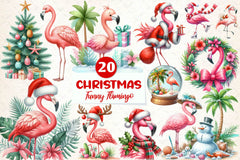 Funny Flamingo Christmas Flamingo Clipart Bundle - CraftNest - Digital Crafting and Art
