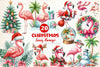 Funny Flamingo Christmas Flamingo Clipart Bundle
