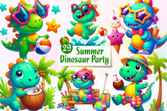 Dinosaur In Pool Party Clipart Bundle - CraftNest - Digital Crafting and Art