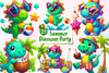 Dinosaur In Pool Party Clipart Bundle
