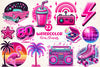 Neon Retro Pink Elements Clipart Bundle
