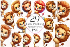 Lion Peeking Around Corner Clipart Bundle - CraftNest - Digital Crafting and Art