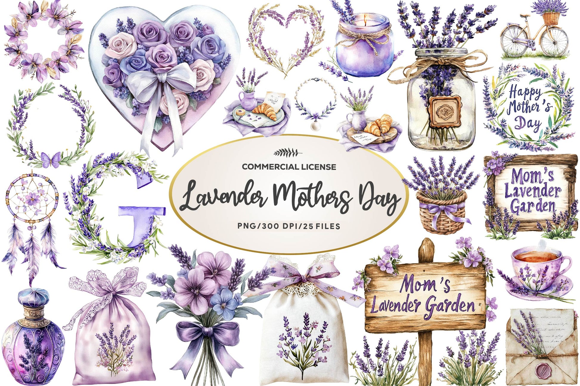 Lavender Mothers Day Clipart Bundle 1 - CraftNest - Digital Crafting and Art