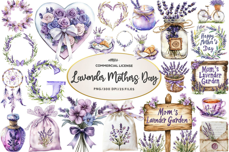 Lavender Mothers Day Clipart Bundle 1 - CraftNest - Digital Crafting and Art