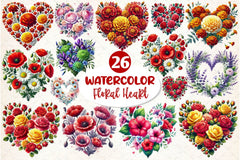 Valentine Floral Heart Clipart Bundle - CraftNest - Digital Crafting and Art