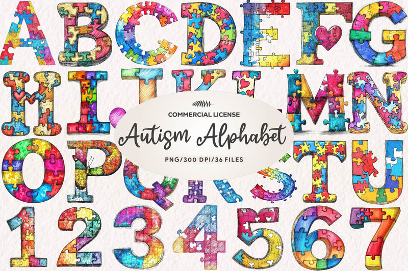 Autism Alphabet Clipart Bundle - CraftNest - Digital Crafting and Art