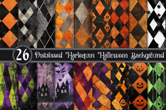 Distressed Harlequin Halloween Clipart Bundle - CraftNest - Digital Crafting and Art