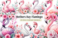 Mothers Day Flamingo Clipart Bundle - CraftNest - Digital Crafting and Art