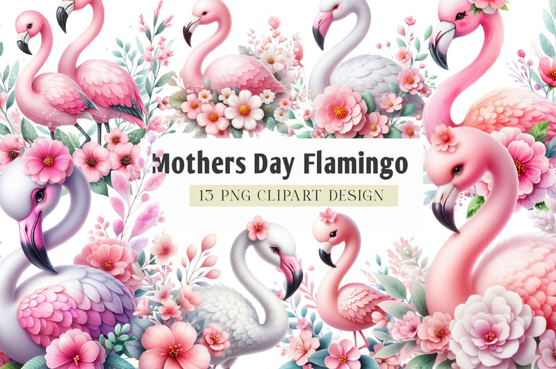 Mothers Day Flamingo Clipart Bundle - CraftNest - Digital Crafting and Art