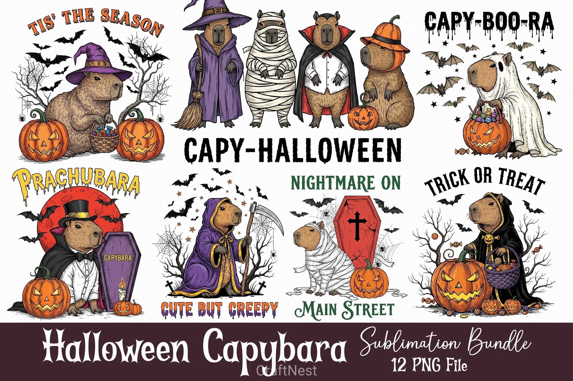 Halloween Capybara Clipart Bundle 9 - CraftNest - Digital Crafting and Art