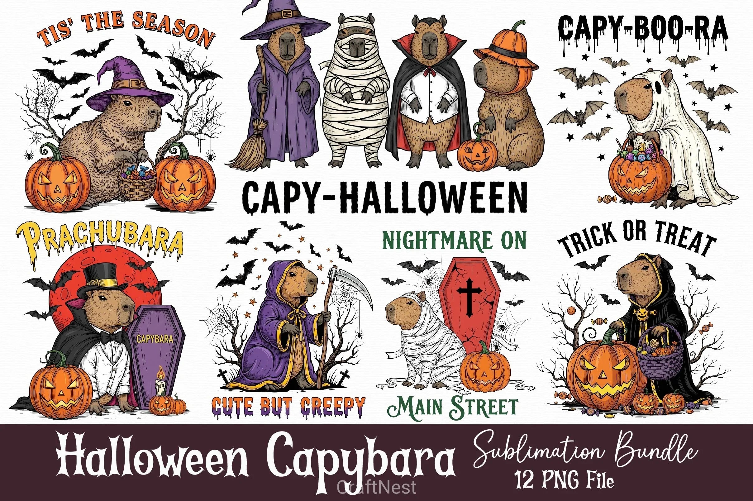 Halloween Capybara Clipart Bundle 9 - CraftNest - Digital Crafting and Art