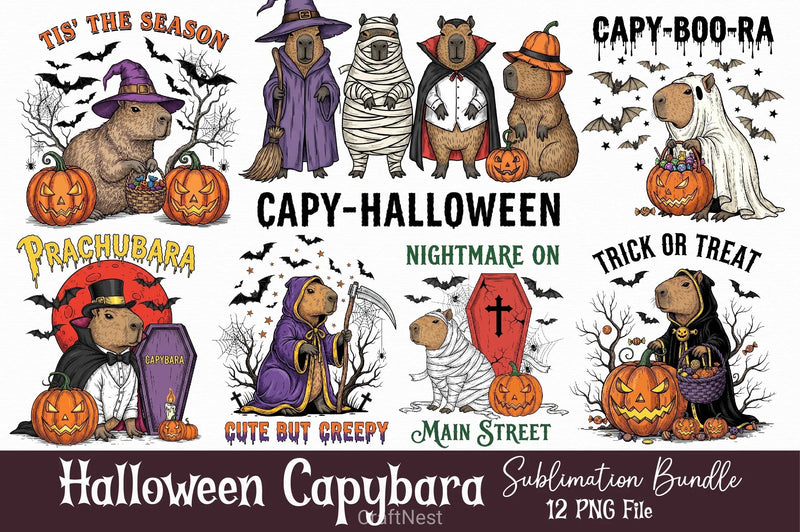Halloween Capybara Clipart Bundle 9 - CraftNest - Digital Crafting and Art