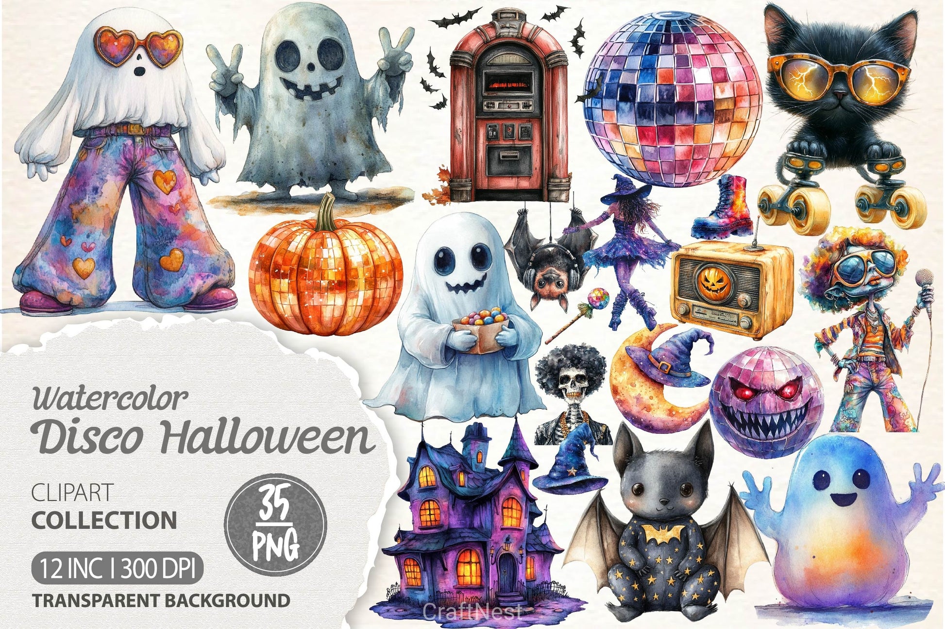 Disco Halloween Clipart Bundle 2 - CraftNest - Digital Crafting and Art