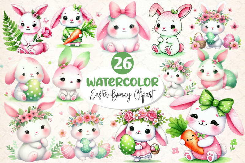 Cute Easter Bunny Clipart Bundle 9 - CraftNest - Digital Crafting and Art