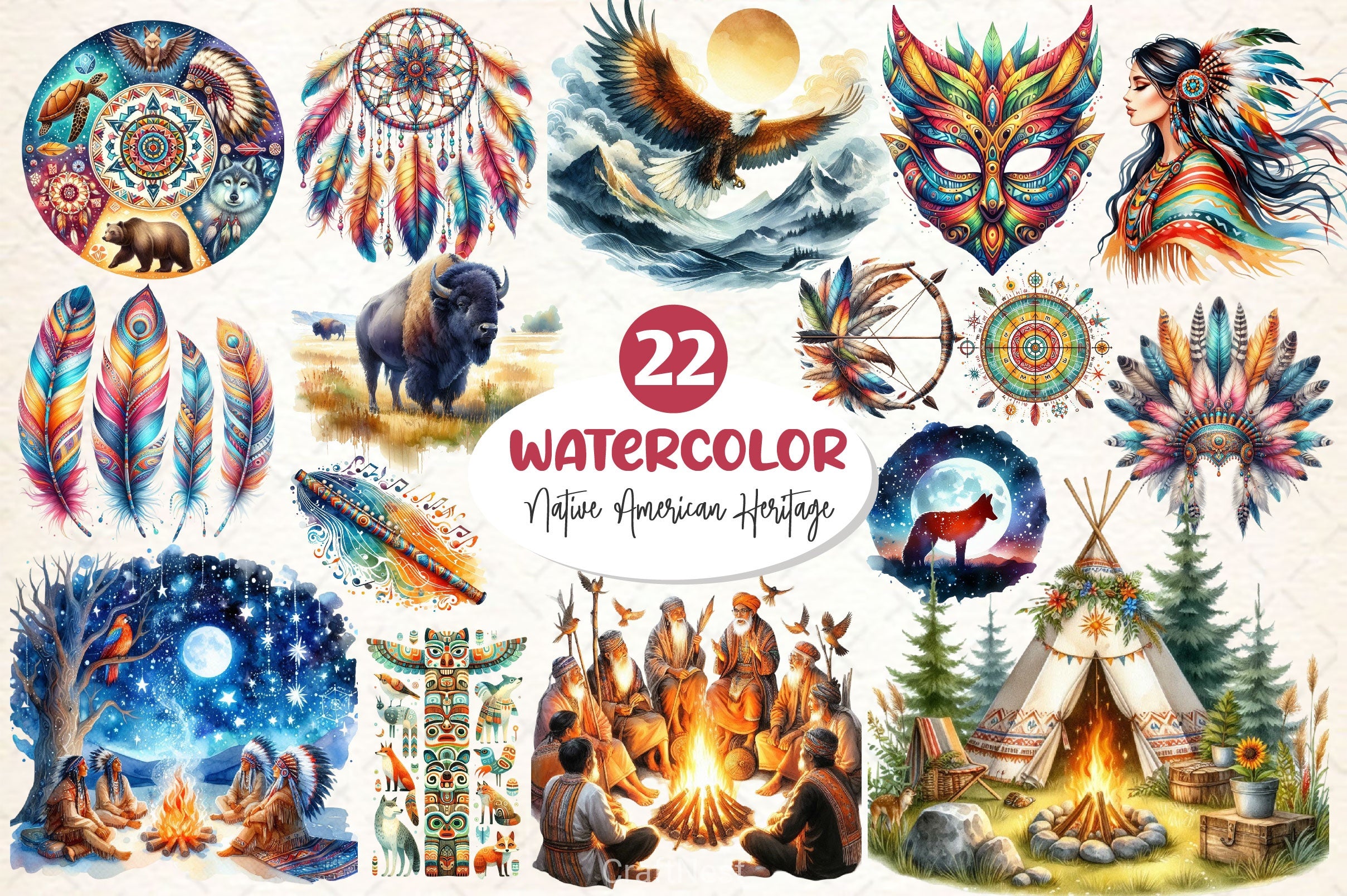 Native American Heritage Clipart Bundle 2 - CraftNest - Digital Crafting and Art