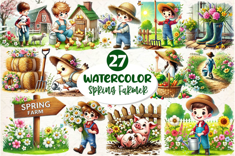 Spring Farmer Clipart Bundle 7 - CraftNest - Digital Crafting and Art
