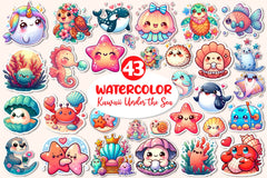 Kawaii Under The Sea Clipart Bundle - CraftNest - Digital Crafting and Art
