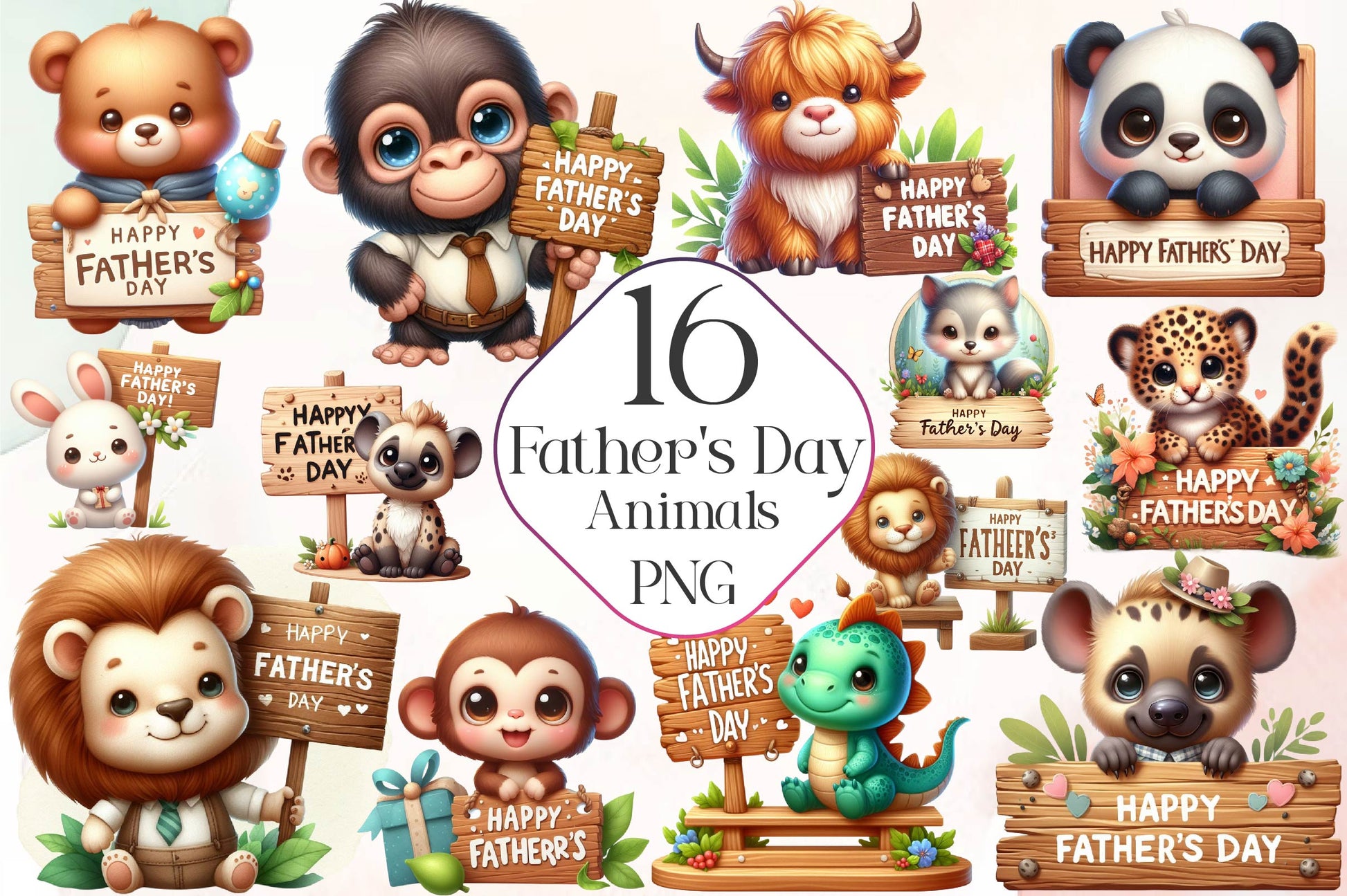 Father's Day Cute Animals Clipart Bundle - CraftNest - Digital Crafting and Art