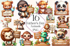 Father's Day Cute Animals Clipart Bundle - CraftNest - Digital Crafting and Art