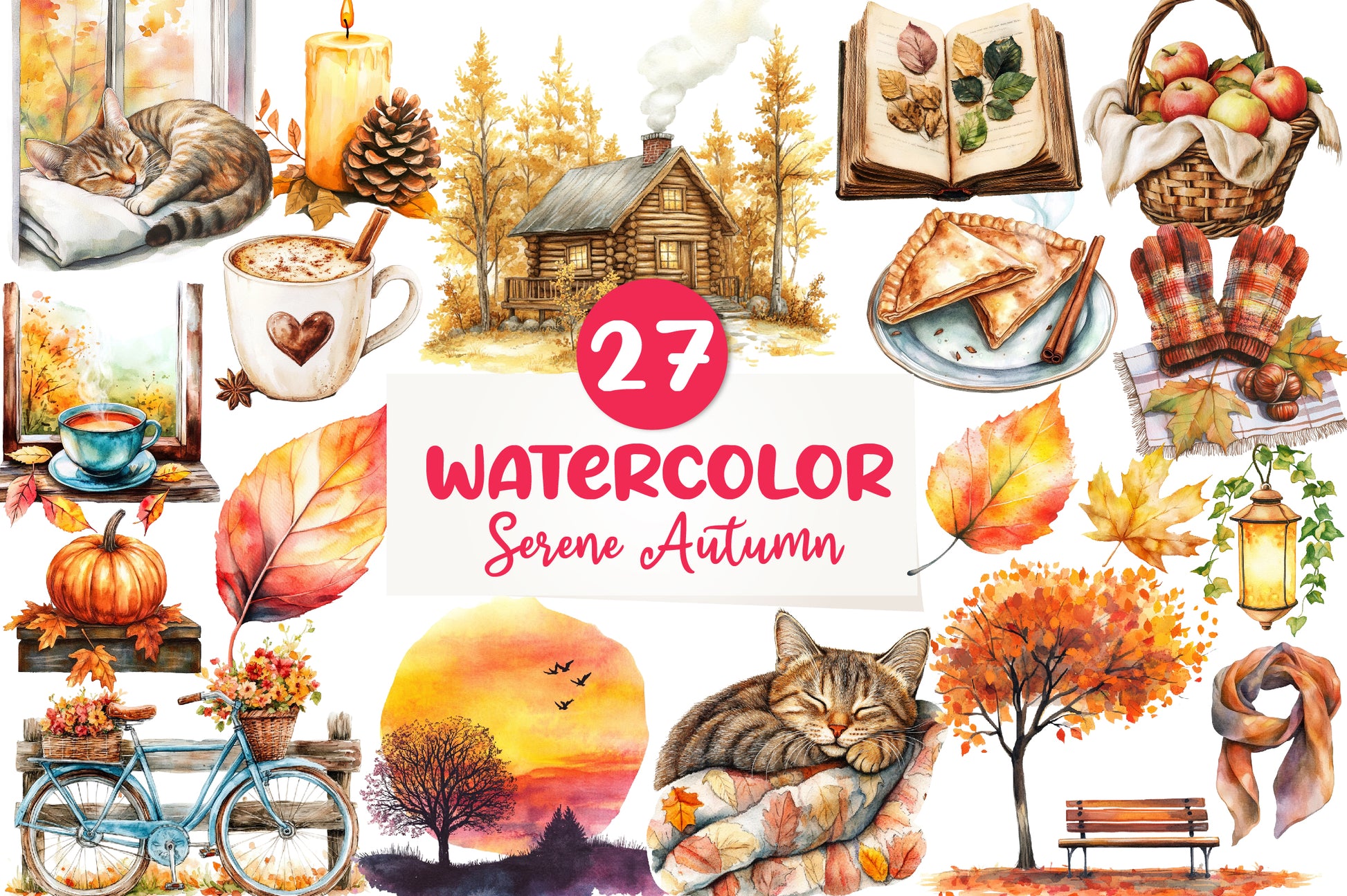 Serene Autumn Day Clipart Bundle - CraftNest - Digital Crafting and Art