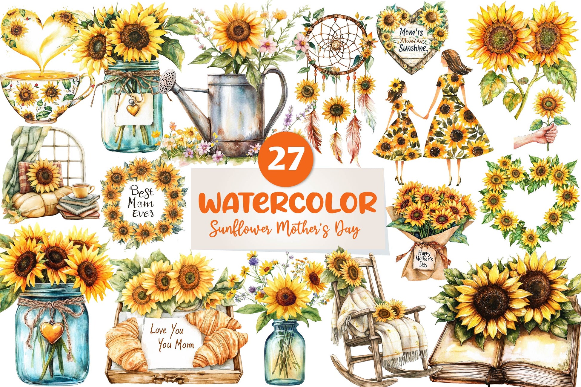 Sunflower Mother'S Day Clipart Bundle - CraftNest - Digital Crafting and Art