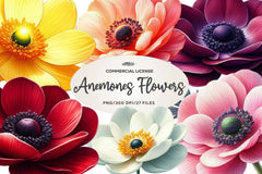 Spring Anemones Flowers Clipart Bundle - CraftNest - Digital Crafting and Art