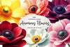 Spring Anemones Flowers Clipart Bundle
