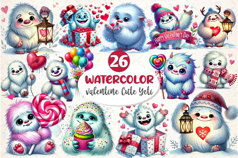 Valentine Cute Yeti Clipart Bundle 2 - CraftNest - Digital Crafting and Art