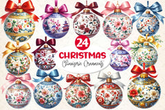 Xmas Chinoiserie Ornaments Clipart Bundle - CraftNest - Digital Crafting and Art