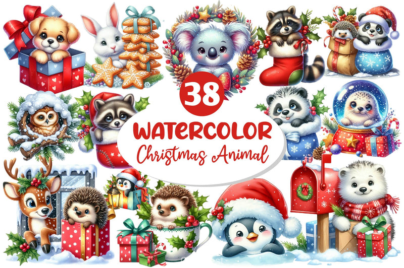 Christmas Animal Peeking Clipart Bundle - CraftNest - Digital Crafting and Art
