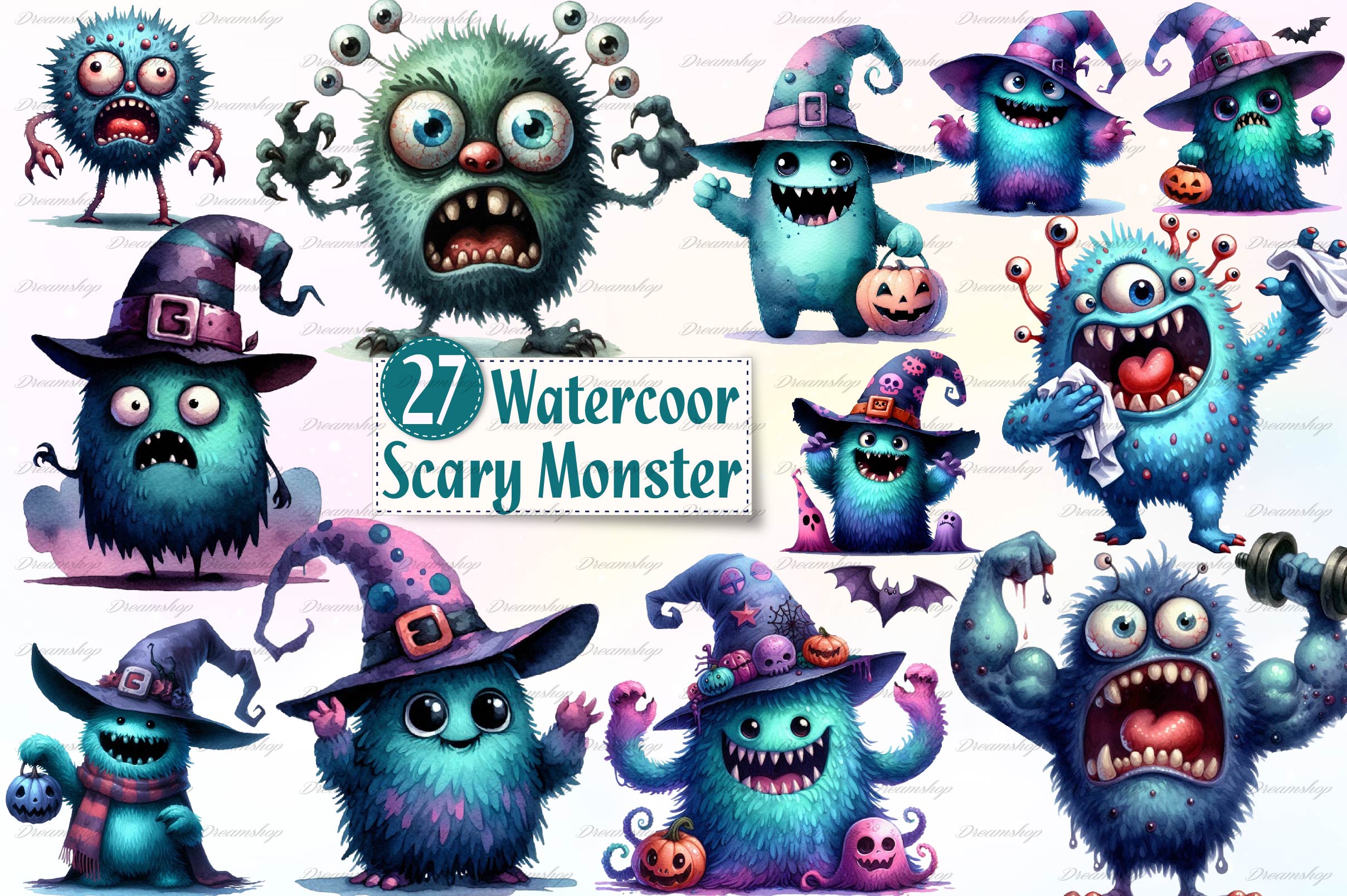 Halloween Scary Monster Clipart Bundle - CraftNest - Digital Crafting and Art
