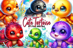 Cute Tortoise Clipart Bundle - CraftNest - Digital Crafting and Art