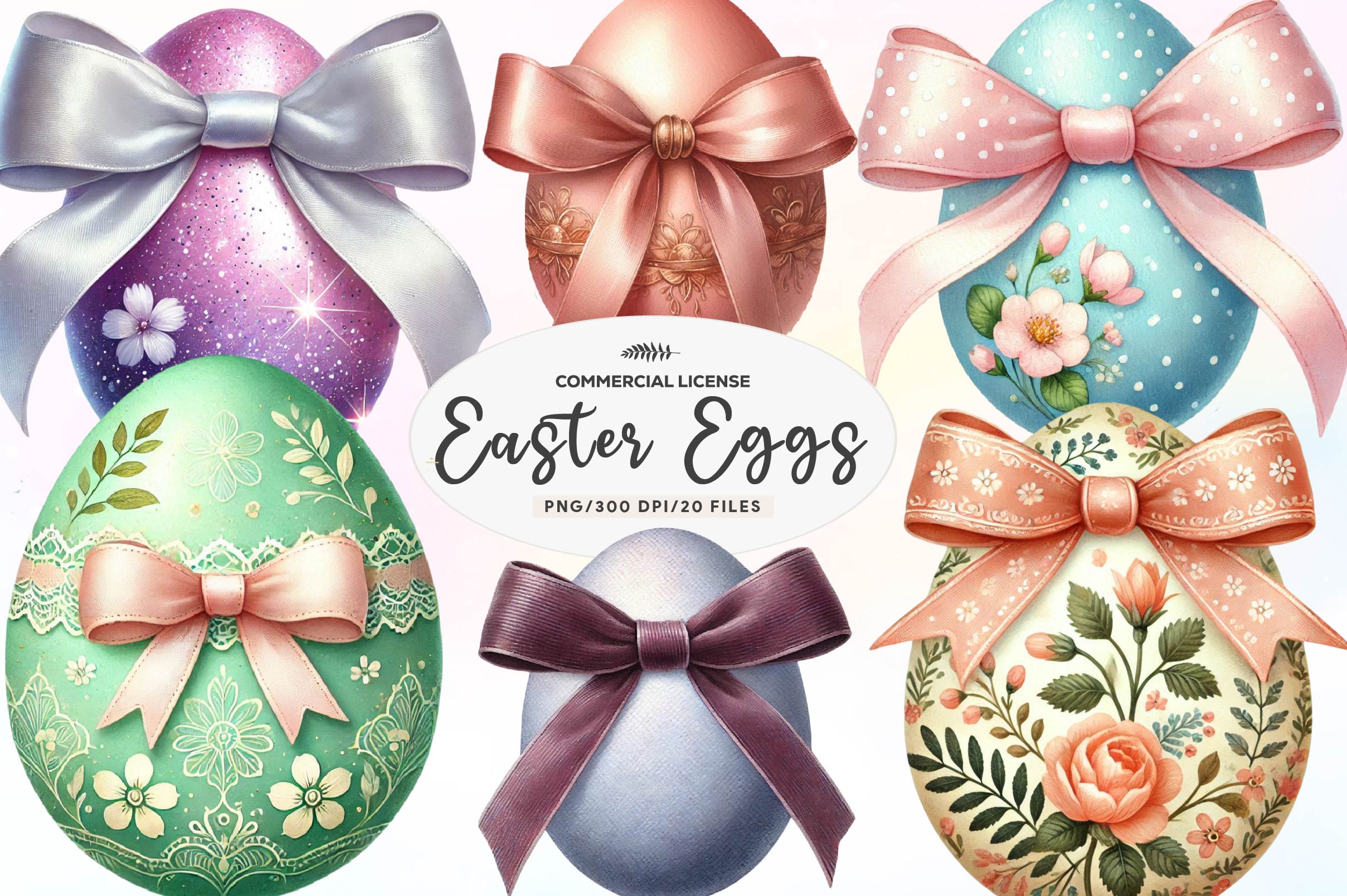 Easter Eggs Coquette Bow Clipart Bundle - CraftNest - Digital Crafting and Art