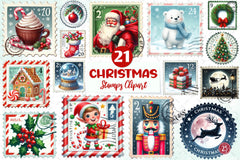 Christmas Stamps Clipart Bundle - CraftNest - Digital Crafting and Art