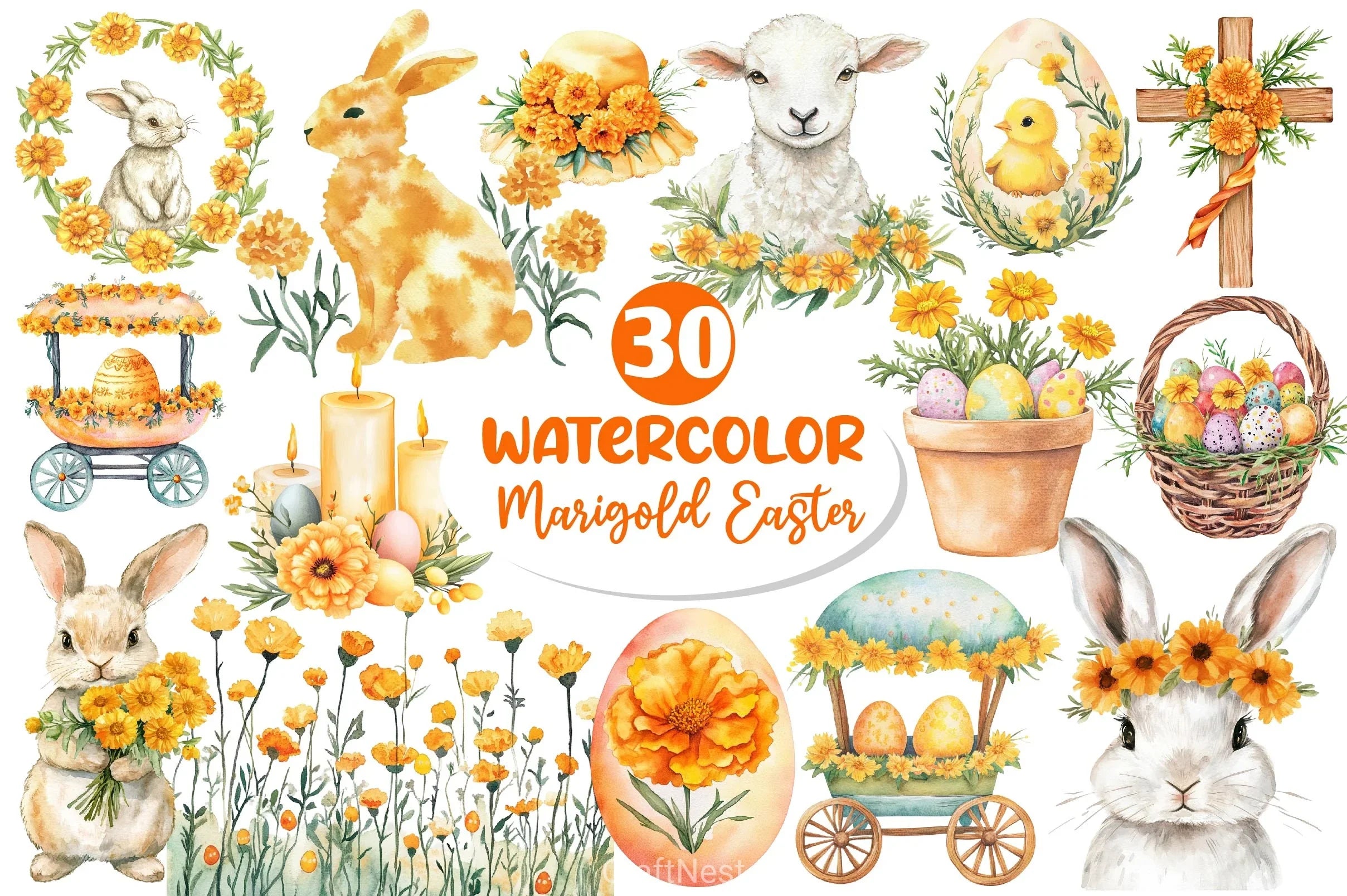 Marigold Easter Clipart Bundle 2 - CraftNest - Digital Crafting and Art