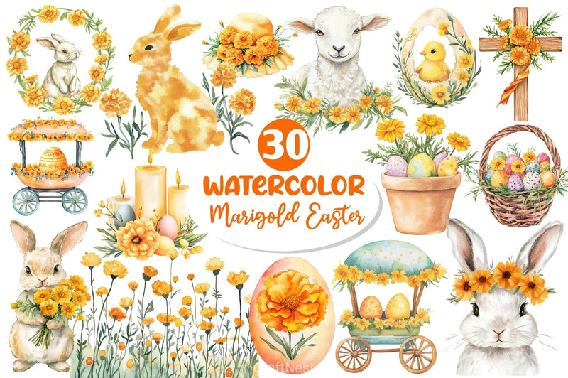Marigold Easter Clipart Bundle 2 - CraftNest - Digital Crafting and Art