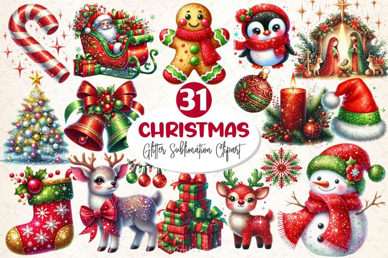 Glitter Christmas Clipart Bundle - CraftNest - Digital Crafting and Art