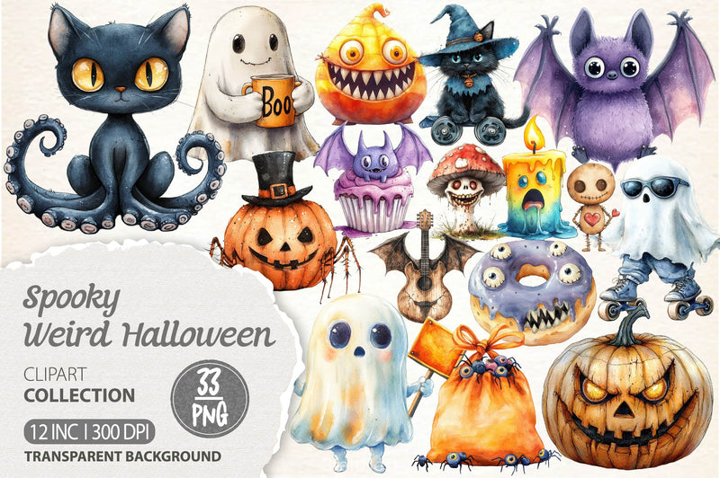Spooky Weird Halloween Clipart Bundle - CraftNest - Digital Crafting and Art