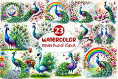 Spring Peacock Clipart Bundle - CraftNest - Digital Crafting and Art