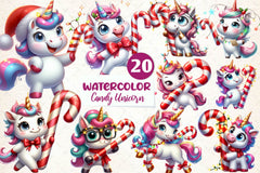 Funny Christmas Candy Unicorn Clipart Bundle - CraftNest - Digital Crafting and Art